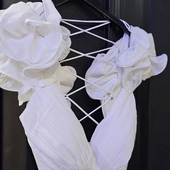 White Ruffled Dress - Picture 3 of 5